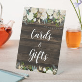 白い素朴フローラ文字列ライトカードとギフト 台座サイン (インサイチュ)