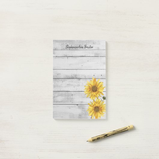 白い素朴木のひまわりノート ポストイット (デスク上)