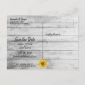 白い素朴木のひまわり日付保存 案内ポストカード (裏面)