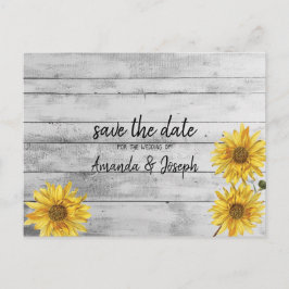 白い素朴木のひまわり日付保存 案内ポストカード