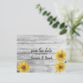 白い素朴木のひまわり日付保存 案内ポストカード (スタンド正面)