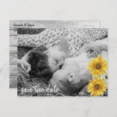 白い素朴木のひまわり日付保存 案内ポストカード (正面/裏面)