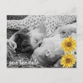 白い素朴木のひまわり日付保存 案内ポストカード