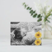 白い素朴木のひまわり日付保存 案内ポストカード (スタンド正面)