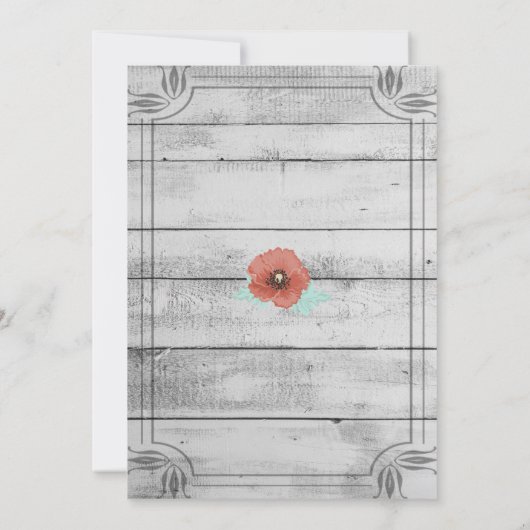 白い素朴木のポピーの花結婚のカード 招待状 (裏面)