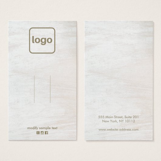 白い素朴木材の追加ロゴクリップの表示 (正面&裏面)