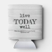 白い素朴木材は今日よくクリスチャン生きている 缶クーラー (裏面)