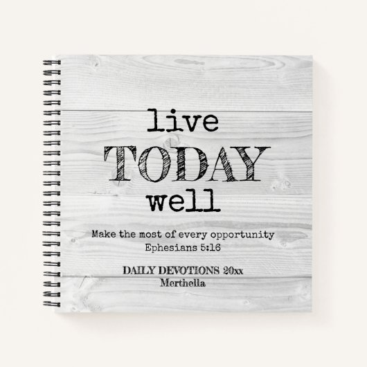 白い素朴木材は今日よく毎日の祈りに住んでいる ノートブック (正面)