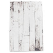 白い素朴木材みすぼらしいシックな田舎の結婚式 ミディアムペーパーバッグ (正面)