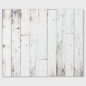 白い素朴木材みすぼらしいシックな田舎の結婚式 ラッピングペーパー (フラット)