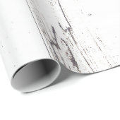 白い素朴木材みすぼらしいシックな田舎の結婚式 ラッピングペーパー (ロールコーナー)