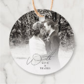 白い素朴木目の質シックな冬の結婚式 フェイバータグ (裏面)