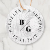 白い素朴木目の質シックな冬の結婚式 フェイバータグ (正面)