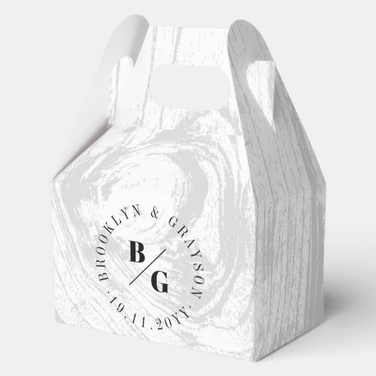 白い素朴木目の質シックな冬の結婚式 フェイバーボックス (正面)