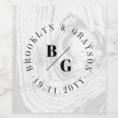 白い素朴木目の質シックな冬の結婚式 ワインラベル (シングルラベル)