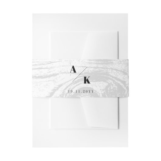 白い素朴木目の質シックな冬の結婚式 招待状ベリーバンド (正面例)