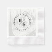 白い素朴木目の質シックな冬の結婚式 縁ありカクテルナプキン (正面)