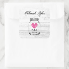 白い素朴木結婚材ヴィンテージの瓶のロゴ スクエアシール