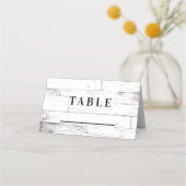 白い素朴木製みすぼらしいシックなテーブルシート席 プレイスカード (裏面)