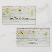 白い素朴木製ライト&メイソンジャールサンフラワー 名刺 (正面/裏面)