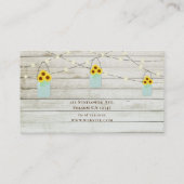 白い素朴木製ライト&メイソンジャールサンフラワー 名刺 (裏面)