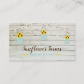 白い素朴木製ライト&メイソンジャールサンフラワー 名刺 (正面)