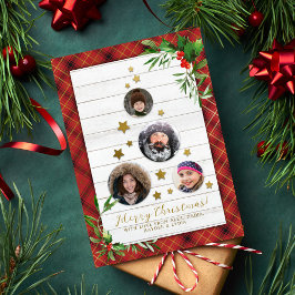 白い素朴木&格子状クリスマスツリー4写真 シーズンカード