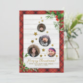 白い素朴木&格子状クリスマスツリー4写真 シーズンカード (スタンド正面)