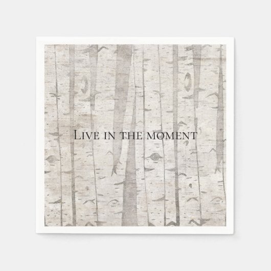 白い素朴樺の木の木 スタンダードカクテルナプキン (正面)