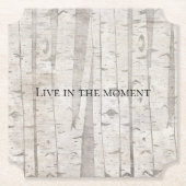 白い素朴樺の木の木 ペーパーコースター (正面)