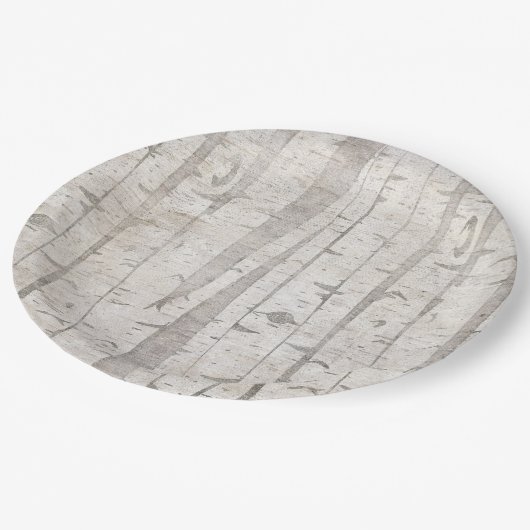 白い素朴樺の木の木 ペーパープレート (アングル)