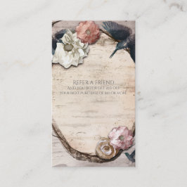 白い素朴樺の木ハミングバード友人を参照 紹介カード