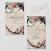 白い素朴樺の木ハミングバード友人を参照 紹介カード (正面/裏面)