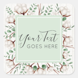 白い素朴納屋の木に南コットンの花 スクエアシール