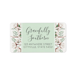 白い素朴納屋の木に南コットンの花 ラベル