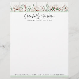 白い素朴納屋の木に南コットンの花 レターヘッド