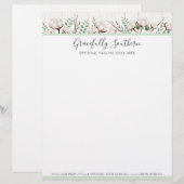 白い素朴納屋の木に南コットンの花 レターヘッド (正面/裏面)