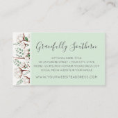 白い素朴納屋の木に南コットンの花 名刺 (裏面)