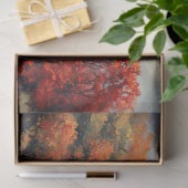 白い素朴納屋の秋の木々のデコページ 薄葉紙 (ギフト)