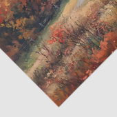 白い素朴納屋の秋の木々のデコページ 薄葉紙 (詳細)