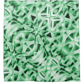 白い素朴緑のインターレース風変わり切り出し シャワーカーテン (正面)