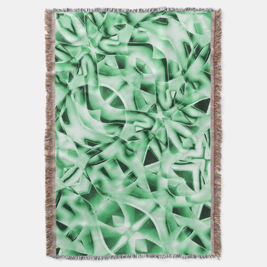 白い素朴緑のインターレース風変わり切り出し スローブランケット (正面縦)