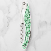 白い素朴緑のインターレース風変わり切り出し ソムリエナイフ (正面)