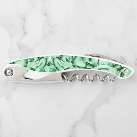 白い素朴緑のインターレース風変わり切り出し ソムリエナイフ (正面)