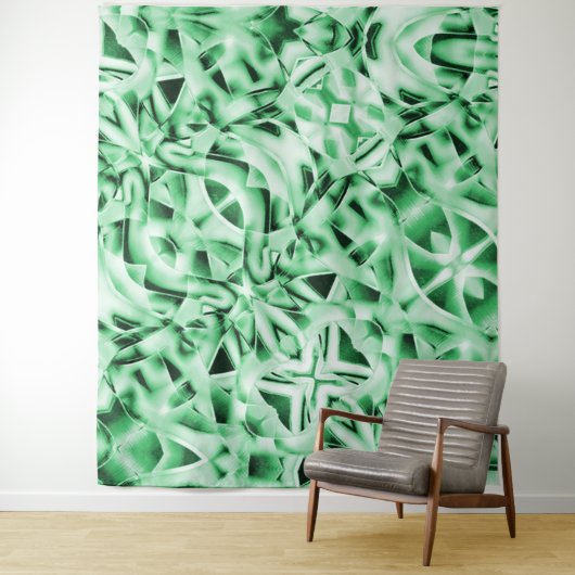 白い素朴緑のインターレース風変わり切り出し タペストリー (インサイチュ)