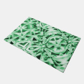 白い素朴緑のインターレース風変わり切り出し ドアマット (アングル)