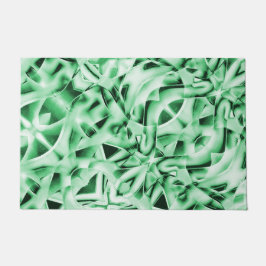 白い素朴緑のインターレース風変わり切り出し ドアマット