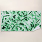 白い素朴緑のインターレース風変わり切り出し ビーチタオル (正面)