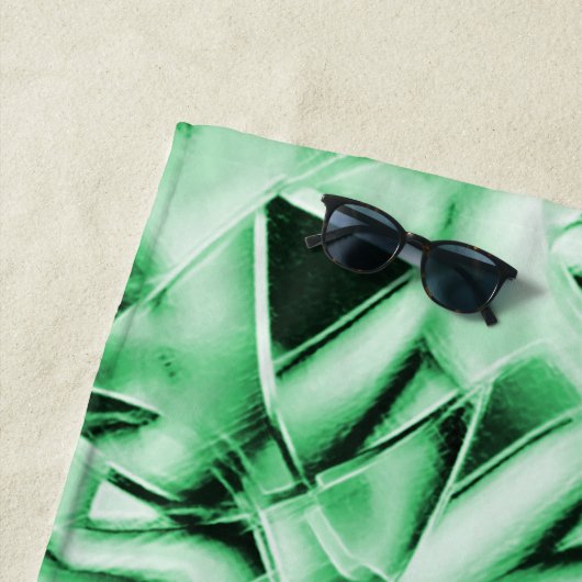 白い素朴緑のインターレース風変わり切り出し ビーチタオル (インサイチュ)