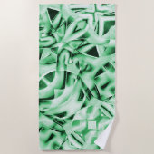 白い素朴緑のインターレース風変わり切り出し ビーチタオル (正面)